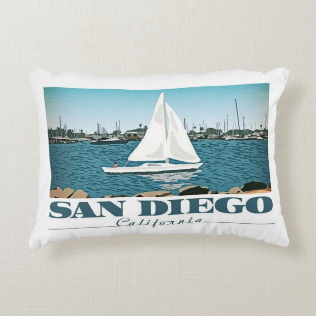 San Diego, California Spanish Landing Decorative Pillow (Front)