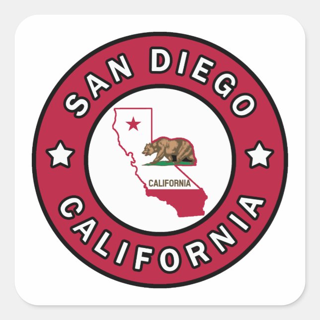 San Diego California Square Sticker (Front)