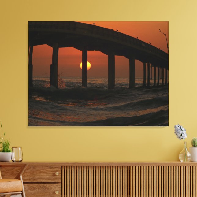 San Diego California Sunset Ocean Beach Pier Canvas Print (Insitu(LivingRoom))