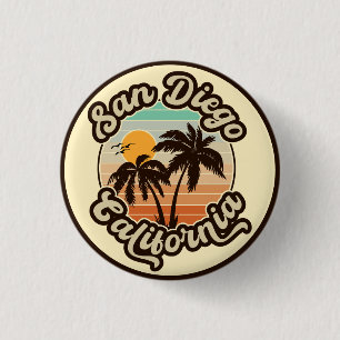 San Diego California Sunset Palm Trees Souvenirs 1 Inch Round Button