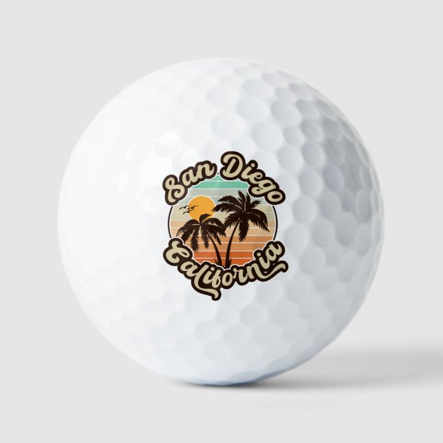 San Diego California Sunset Palm Trees Souvenirs Golf Balls (Front)