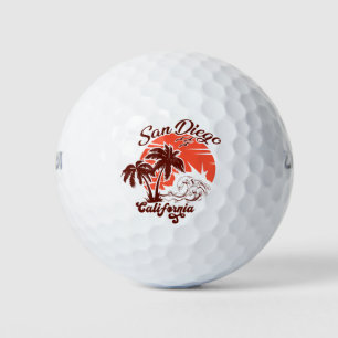 San Diego California Sunset Palm Trees Souvenirs Golf Balls