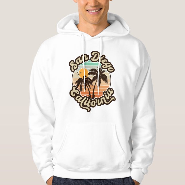 San Diego California Sunset Palm Trees Souvenirs Hoodie (Front)