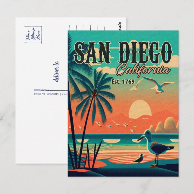 San Diego California Sunset Souvenirs 1950s Postcard (Front/Back)
