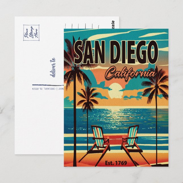 San Diego California Sunset Souvenirs 1950s Postcard (Front/Back)