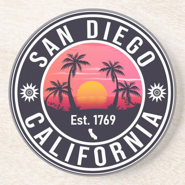 San Diego California Sunset Vacation Souvenirs 60s Coaster (Front)