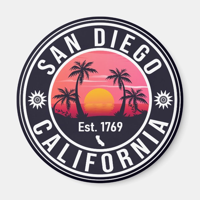 San Diego California Sunset Vacation Souvenirs 60s Magnet (Front)