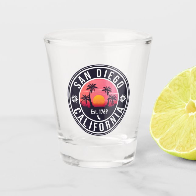 San Diego California Sunset Vacation Souvenirs 60s Shot Glass (Front)