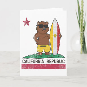 San Diego California Surfer Bear Surfing Men Women Card