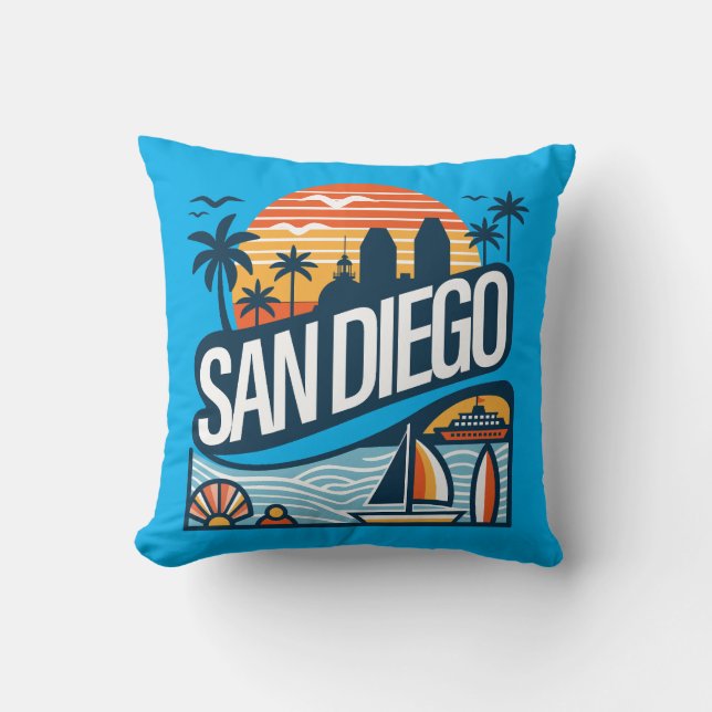 San Diego California Throw Pillow (Front)
