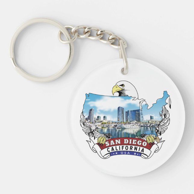 San Diego, California USA Bald Eagle  Keychain (Front)