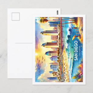 San Diego California USA Famous Place watercolor Postcard