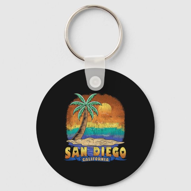 San Diego California Vintage Distressed Souvenir  Keychain (Front)