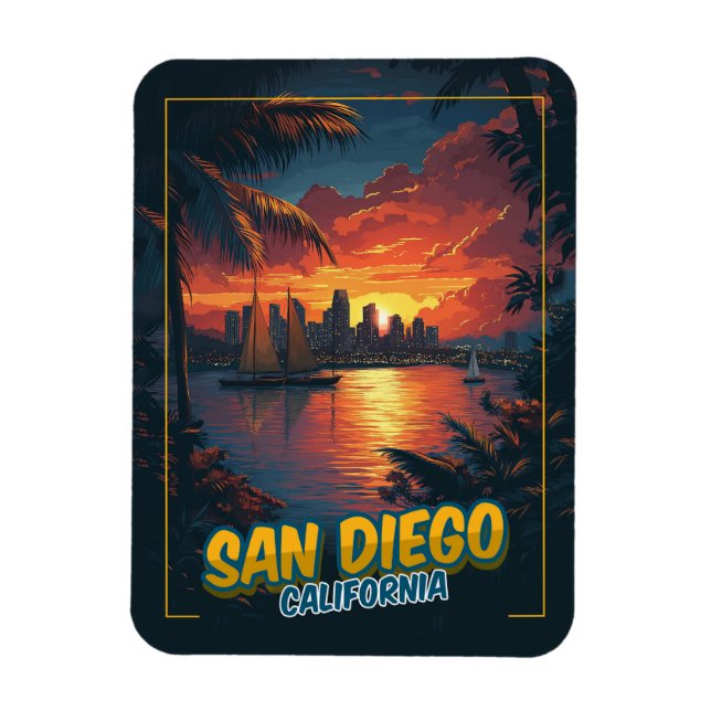 San Diego, California - Vintage Style Magnet (Vertical)