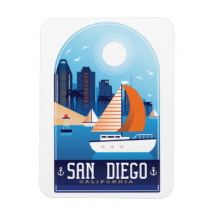 San Diego California Vintage Travel  Magnet