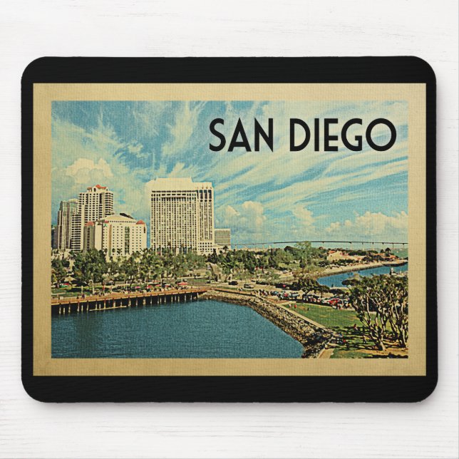 San Diego California Vintage Travel Mouse Pad (Front)