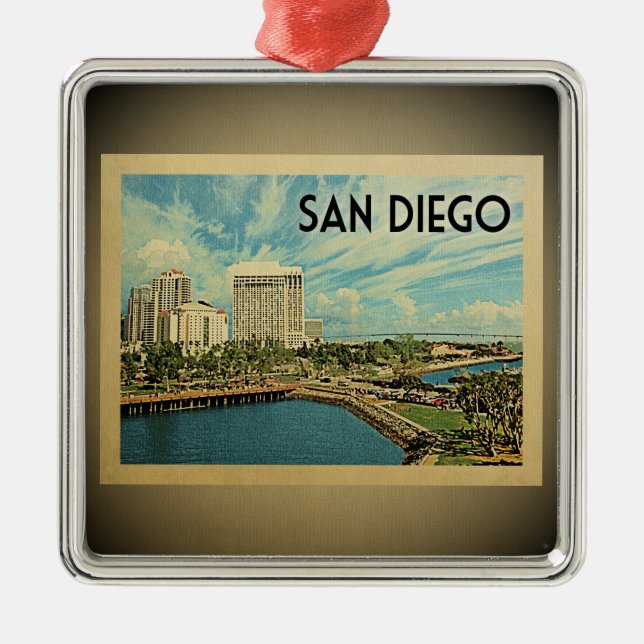 San Diego California Vintage Travel Ornament (Front)