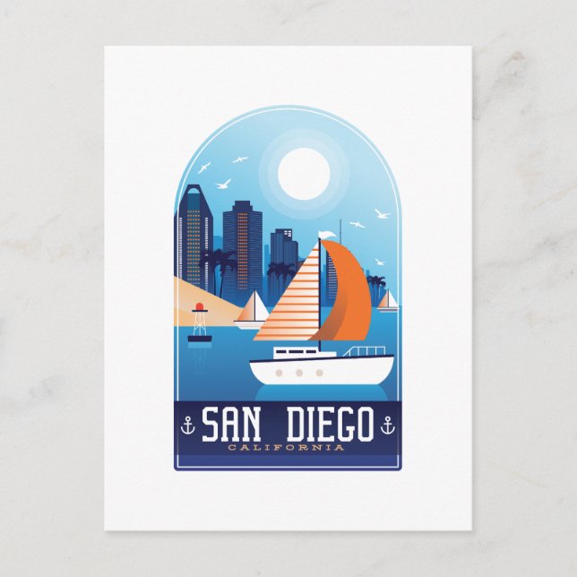 San Diego California Vintage Travel Postcard (Front)