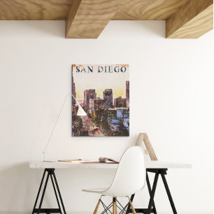 San Diego California Watercoloer Sunset View Poster