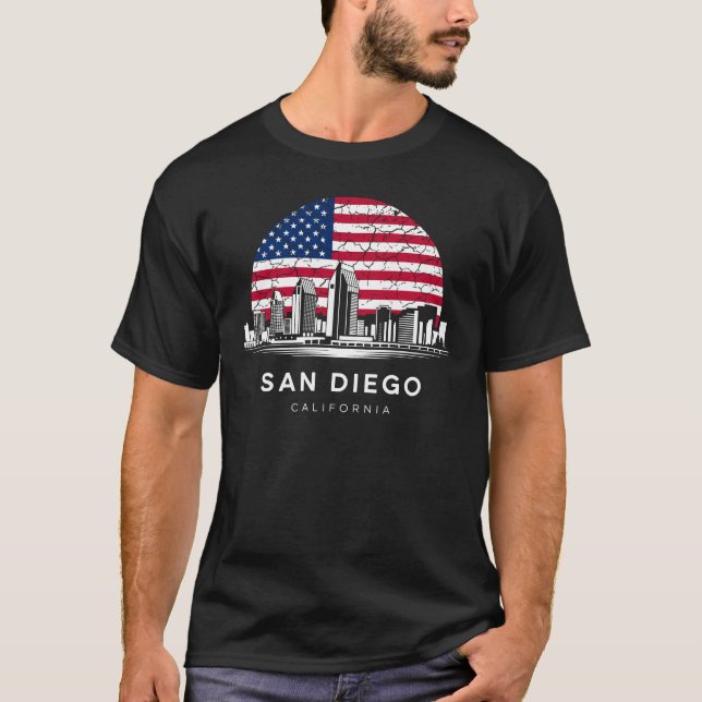 San Diego City California Flag T-Shirt (Front)
