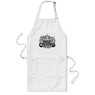 San Diego City California Merry Christmas Cats USA Long Apron