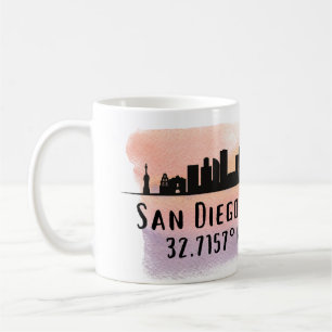 San Diego City Skyline Latitude and Longitude  Coffee Mug
