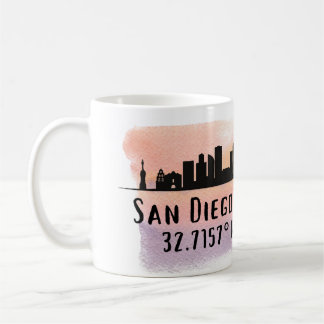 San Diego City Skyline Latitude and Longitude Coffee Mug