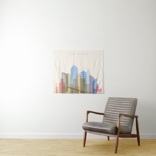 San Diego City Skyline Tapestry