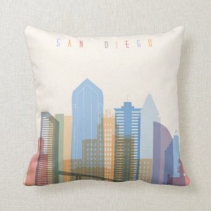 San Diego City Skyline Throw Pillow