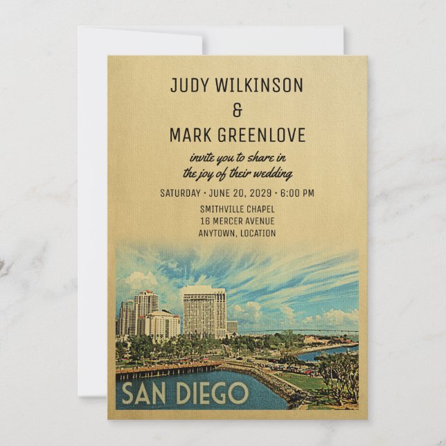 San Diego Faire-part de mariage Californie (Devant)