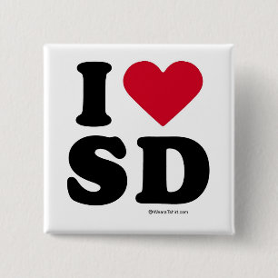 SAN DIEGO - "I LOVE SD" "I LOVE SAN DIEGO" 2 INCH SQUARE BUTTON