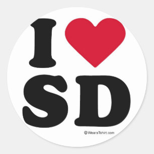 SAN DIEGO - "I LOVE SD" "I LOVE SAN DIEGO" CLASSIC ROUND STICKER