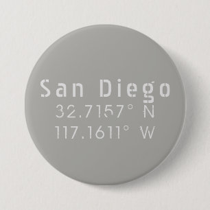 San Diego Latitude Longitude 3 Inch Round Button