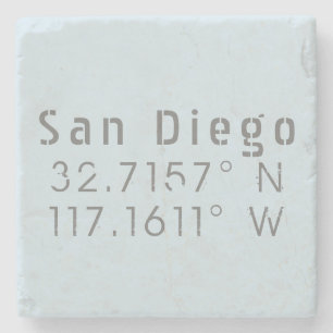 San Diego Latitude Longitude Stone Coaster