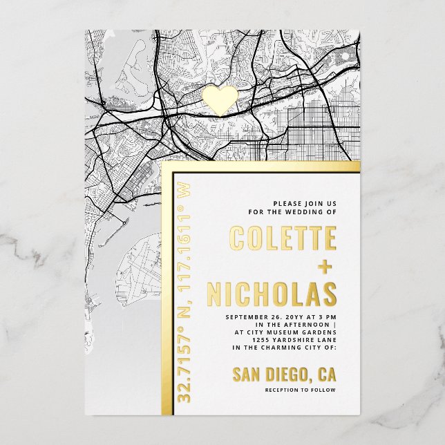 San Diego Love Locator | City Themed Wedding (Front)