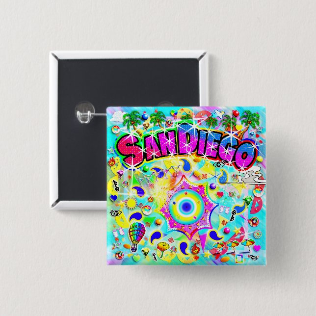 San Diego Mystic Dance  2 Inch Square Button (Front & Back)