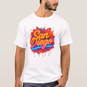San Diego Neon Street Art – Colorful Retro Script T-Shirt