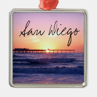 San Diego Pier at Sunset Metal Ornament