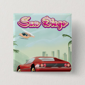 San Diego red sport car 1988 travel poster 2 Inch Square Button