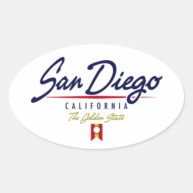 San Diego Script Oval Sticker (Front)