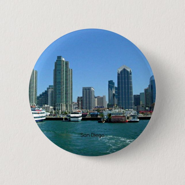 San Diego Skyline 2 Inch Round Button (Front)