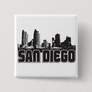 San Diego Skyline 2 Inch Square Button