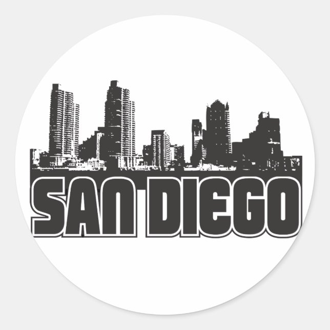 San Diego Skyline Classic Round Sticker (Front)