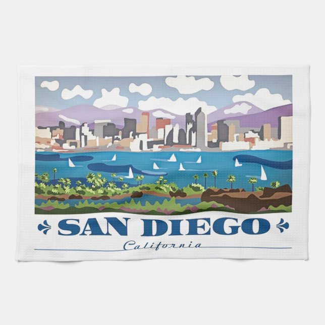 San Diego Skyline Kitchen Towel (Horizontal)