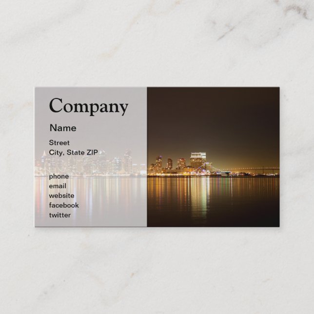 San Diego Skyline Night Business Card (Front)