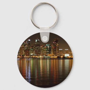 San Diego Skyline Night Keychain