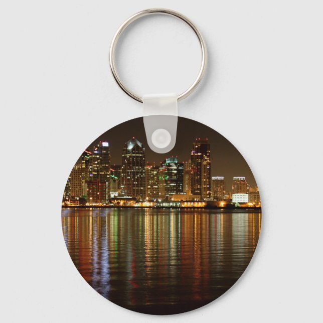 San Diego Skyline Night Keychain (Front)