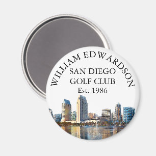 San Diego Skyline Personalized Golf Club Name Magnet