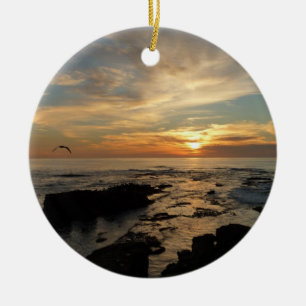 San Diego Sunset I California Seascape Ceramic Ornament