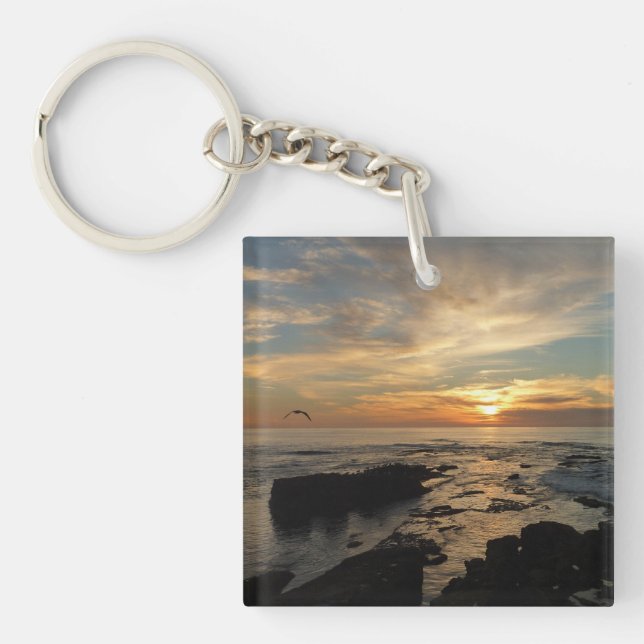 San Diego Sunset I California Seascape Keychain (Front)
